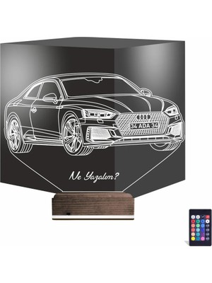 Luvivia Spor Araba Audi Kişiye Özel 3D Lamba - Masa Gece Lambası