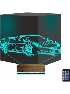 Luvivia Spor Araba Chevrolet Kişiye Özel 3D Lamba - Masa Gece Lambası