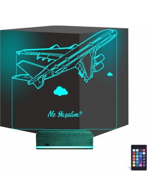 Luvivia Uçak Kaptan Pilot Kişiye Özel 3D Lamba - Masa Gece Lambası