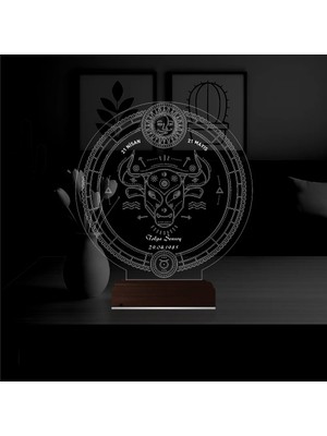 Luvivia Astroloji Boğa Burcu Kişiye Özel 3D Lamba - Masa Gece Lambası