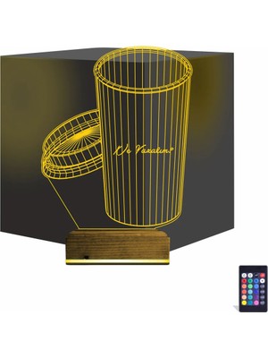 Luvivia Kahve Kişiye Özel 3D Lamba - Masa Gece Lambası