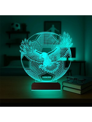 Luvivia Kartal Futbol Topu Taraftar Kara Kartal Kişiye Özel 3D Lamba - Masa Gece Lambası