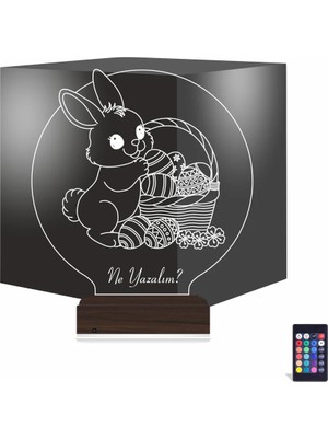 Luvivia Paskalya Tavşan Yumurta Çocuk Odası Kişiye Özel 3D Lamba - Masa Gece Lambası