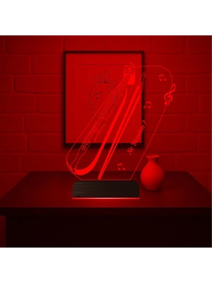 Luvivia Kemençe Müzik Nota Müzisyen Hediye Kişiye Özel 3D Lamba - Masa Gece Lambası