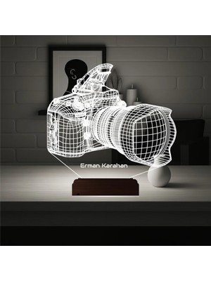 Luvivia Fotoğraf Makinesi Fotoğrafçı Hediye Kişiye Özel 3D Lamba - Masa Gece Lambası