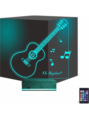 Luvivia Klasik Gitar Müzik Nota Kişiye Özel 3D Lamba - Masa Gece Lambası