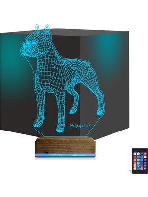 Luvivia Köpek Boxer Kişiye Özel 3D Lamba - Masa Gece Lambası