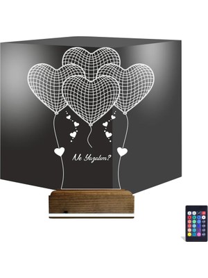 Luvivia Kalp Sevgiliye Hediye Kişiye Özel 3D Lamba - Masa Gece Lambası