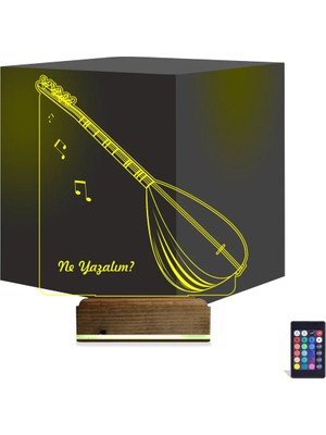 Luvivia Saz Müzik Nota Kişiye Özel 3D Lamba - Masa Gece Lambası
