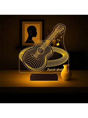 Luvivia Klasik Gitar Enstrüman Gitarist Hediye Kişiye Özel 3D Lamba - Masa Gece Lambası