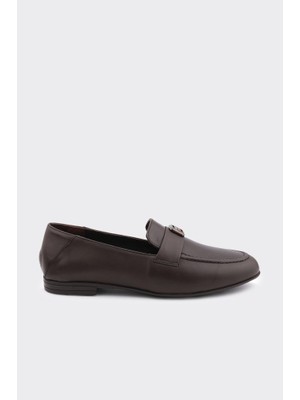 Derinet Hakiki Deri Tokalı Kadın Loafer
