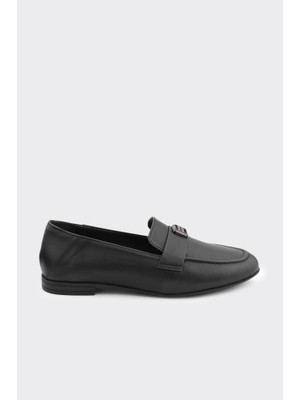 Derinet Hakiki Deri Tokalı Kadın Loafer
