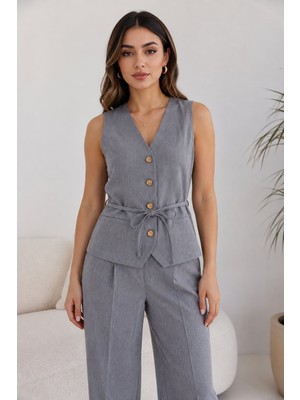 Only Kadın Onlnıva S/l Belt Gri Yelek - 15376495