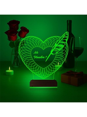 Luvivia Kalp Sevgiliye Hediye Kişiye Özel 3D Lamba - Masa Gece Lambası