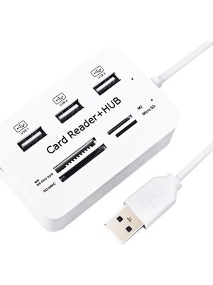 Zenviaa 3 Port 2.0 USB Çoklayıcı Hub + 4 Slot Kart Okuyucu PM-6052 ZENVIAA365423
