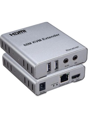 Zenviaa PM-22508 60 Metre Kvm HDMI Extender CAT5E/CAT6 Klavye Fare ve Görüntü Uzatıcı Set Zenvi