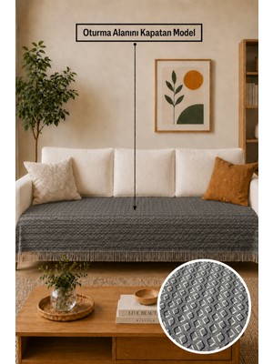 Babada Home Eko | Pamuklu Bohem Koltuk Örtüsü Oturma Yerini Kapatan Çekyat Örtüsü, Berjer Örtüsü, Koltuk Şalı | 115X210