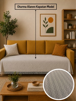 Babada Home Eko | Pamuklu Bohem Koltuk Örtüsü Oturma Yerini Kapatan Çekyat Örtüsü, Berjer Örtüsü, Koltuk Şalı | 115X210