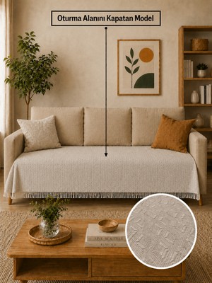 Babada Home Eko | Pamuklu Bohem Koltuk Örtüsü Oturma Yerini Kapatan Çekyat Örtüsü, Berjer Örtüsü, Koltuk Şalı | 115X210