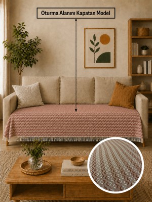 Babada Home Eko | Pamuklu Bohem Koltuk Örtüsü Oturma Yerini Kapatan Çekyat Örtüsü, Berjer Örtüsü, Koltuk Şalı | 115X210