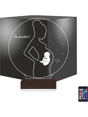Luvivia Hamile Kadın Anne Bebek Doğum Doktoru Hediye Kişiye Özel 3D Lamba - Masa Gece Lambası