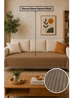 Babada Home Eko | Pamuklu Bohem Koltuk Örtüsü Oturma Yerini Kapatan Çekyat Örtüsü, Berjer Örtüsü, Koltuk Şalı | 115X210