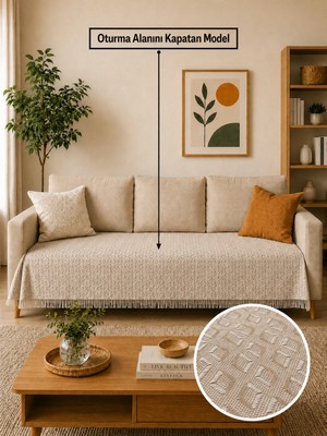 Babada Home Eko | Pamuklu Bohem Koltuk Örtüsü Oturma Yerini Kapatan Çekyat Örtüsü, Berjer Örtüsü, Koltuk Şalı | 115X210