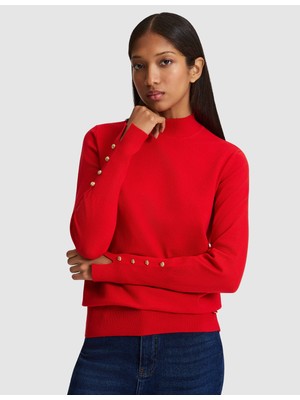 Pierre Cardin Kadın Kırmızı Slim Fit Basic Kazak 50331311-VR030
