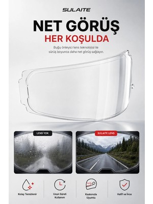 Sulaite Motosiklet Kask Buğu Önleyici Pinlock Kask Vizörü Buğu Önleyici Lens Net Görüş Sağlayan Anti Fog Film