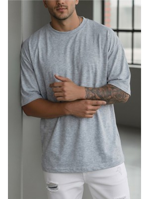 Teenage Millionaire Erkek Grimelanj Basic Düz Baskısız Oversize Salas T-Shirt