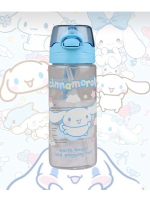 Cg Kids Cinnamoroll Yumuşak Silikon Pipetli Kulplu Kilitlenebilir Su Matarası 500ML