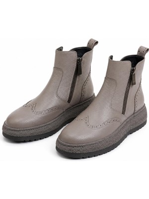 Butik Noble Shoes Hakiki Deri Fermuarlı Kadın Bot