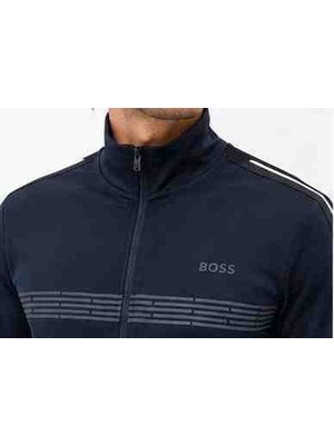 Boss Şeritli Lacivert Regular Fit Eşofman Takımı