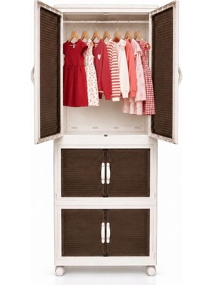 Lumindra Modüler 3 Katlı Tekerlekli Gardırop & Çok Amaçlı Düzenleyici Dolap - 220 Lt