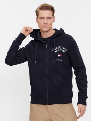 Tommy Hilfiger Erkek Marka Logo Detaylı Bisiklet Yaka Regular Fit Mavi Sweatshirt MW0MW33644-DW5