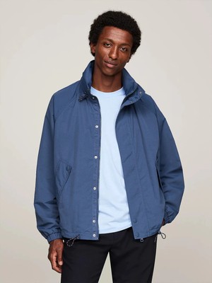 Tommy Hilfiger Erkek Dik Yaka Yalıtımlı Marka Logolu Fermuarlı Lacivert Ceket MW0MW35807-DBZ