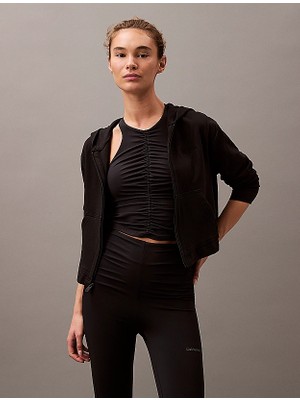 Calvin Klein Kadın Düşük Omuz Çizgili Rahat Kesim Siyah Sweatshirt 000QS7270E-UB1