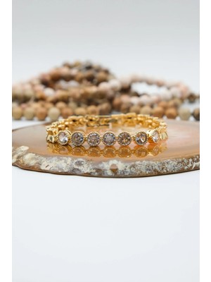 Serenite Collection Ovoid Gold Renk Zirkon Bileklik