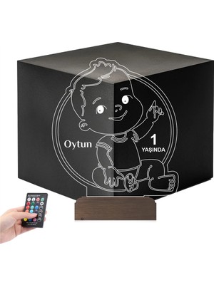 Luvivia Yeni Doğan Erkek Bebek Hediye Kişiye Özel 3D Lamba - Masa Gece Lambası