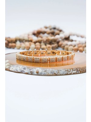 Serenite Collection Baget Gold Renk Zirkon Bileklik