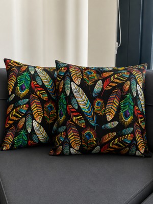Eys Dijital Baskılı Çift Taraflı Pamuklu Kırlent Kılıfı – Gizli Fermuarlı, Astarlı (45×45 Cm) 2'li Set