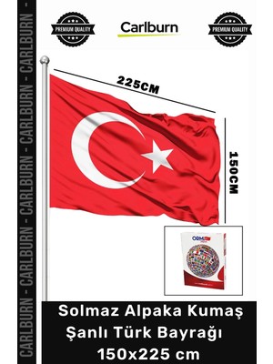 Carlburn #şanlıbayrak Kaliteli Dış Mekan Solmaz 150X225 cm Alpaka Kumaş Ay Yıldızlı Şanlı Türk Bayrağı