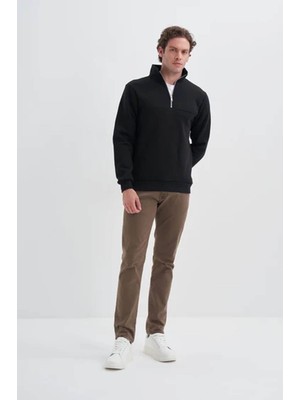 Cazador Slim Fit Şardonlu Siyah Erkek Sweatshirt 56180