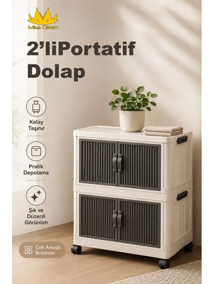 St. Morritz 2'li Portatif Organizer Tekerlekli ”beyaz” Çok Amaçlı Mıknatıs Kapaklı Katlanır