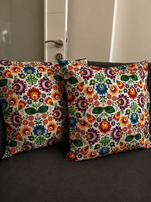 Eys Dijital Baskılı Çift Taraflı Pamuklu Kırlent Kılıfı – Gizli Fermuarlı, Astarlı (45×45 Cm) 2'li Set