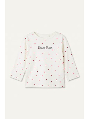 Defacto Desenli Beyaz Kız Bebek Uzun Kollu T-Shirt I0682A5/WT34