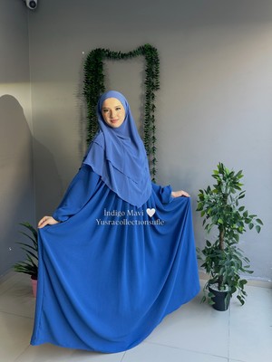 Yüsra Collection Tesettür Ayrobin Elbise ve Kısa Boy 3 Katlı Sufle 2'li Takım