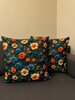 Eys Dijital Baskılı Çift Taraflı Pamuklu Kırlent Kılıfı – Gizli Fermuarlı, Astarlı (45×45 Cm) 2'li Set