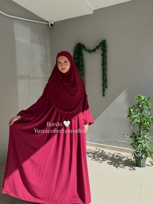 Yüsra Collection Tesettür Ayrobin Elbise ve Kısa Boy 3 Katlı Sufle 2'li Takım