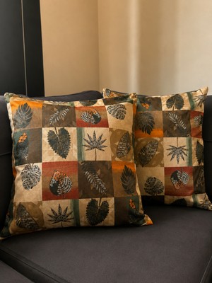 Eys Dijital Baskılı Çift Taraflı Pamuklu Kırlent Kılıfı – Gizli Fermuarlı, Astarlı (45×45 Cm) 2'li Set